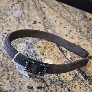 TASHA Suede Headband With Crystal Buckle Grey NWT
